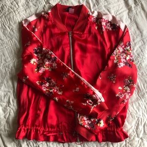 H&M Cherry Blossom Red Zip-Up